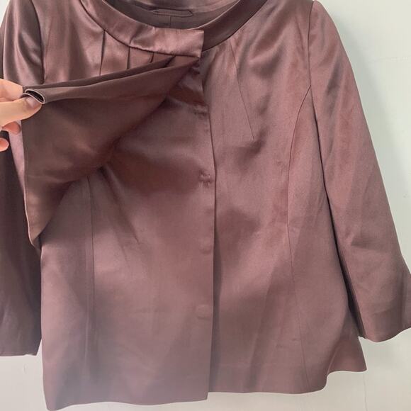 Escada Plum Ruffle 100% Silk Snap Blazer Jacket 42 Professional Workwear - Picture 7 of 14